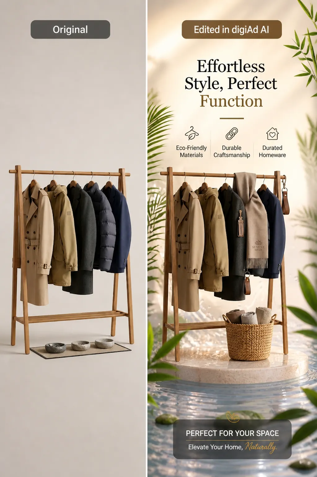 Fashion retail seasonal sale square creative with lifestyle photography for paid social